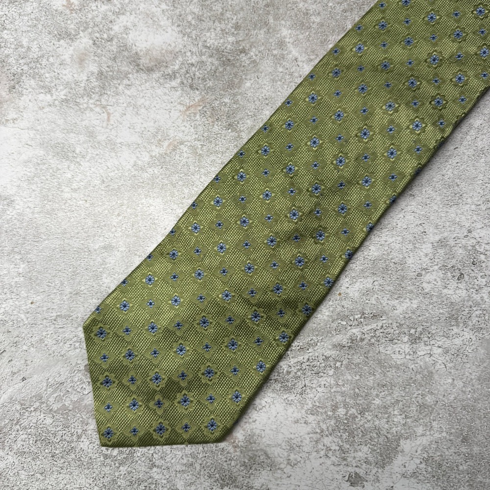 Joseph & Lyman Necktie Men OS Green Floral Silk Geometric Pattern USA‎ Made